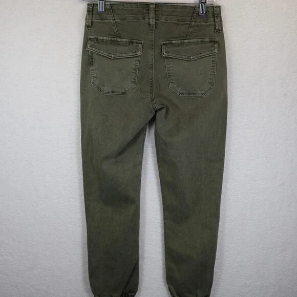 Paige Mayslie Jogger Utility Stretch Ankle Zip Hem Womens 24 Army Green Olive - Picture 5 of 11